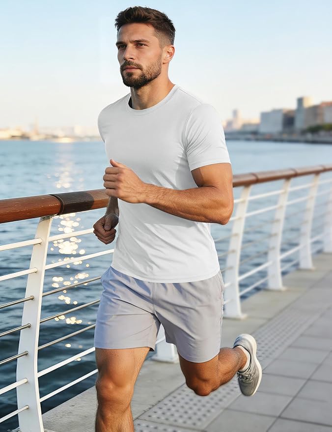 MAGCOMSEN Men's Short Sleeve UPF 50+ T-Shirt Quick Dry Workout Athletic Running Swim Tops Tee Rash Guard Performance Shirts