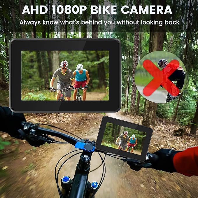 blueear Bike Bicycle Mirror,1080P Bicycle Rear View camera with 4.3" Screen,130° Wide Angle Color Night Vision Bikes Camera 360° Adjustable,Bike Accessories For Bicycle, Mountain, Road Bike