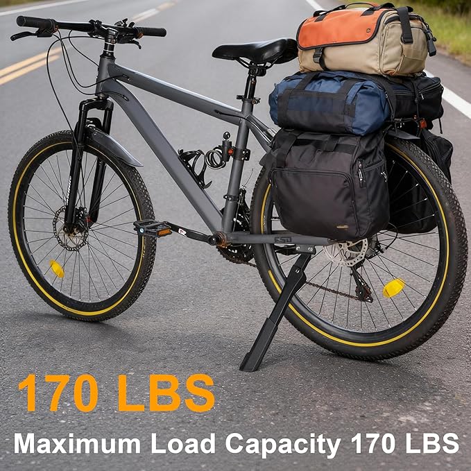 RUTU Bike Kickstand,Adjustable Adult Bicycle Kickstand for 24"-29" Ebike,Mountain Bike,Fat Tire Bike,40mm apart Aluminium Alloy Rear Kick stand