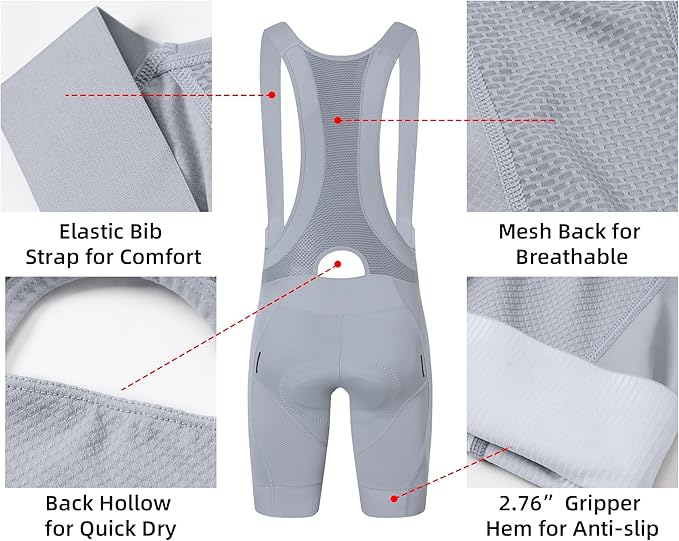 Cycling Bib Shorts for Men - Road Bike Bicycle Breathable Padded Riding Tights