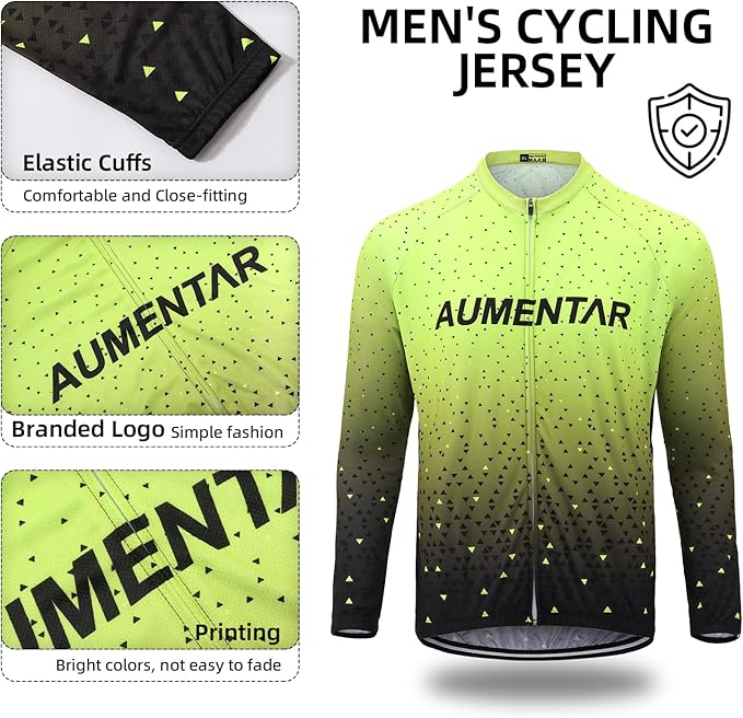 Men's Cycling Bike Jersey Long Sleeve - Moisture Wicking, Breathable, Quick Dry Biking Shirt Full Zipper