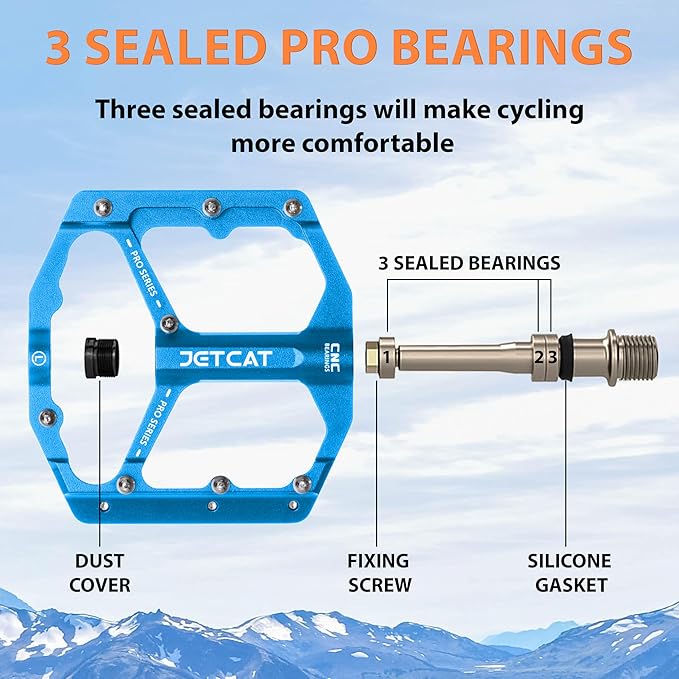 Mountain Bike Pedals Flat - MTB Pedals Flat, Bicycle Pedals, Road Bike Pedals, BMX Pedals, for BMX MTN Road Gravel EBike, Specialized Parts, Adults, Aluminum Metal Stamp 9/16"