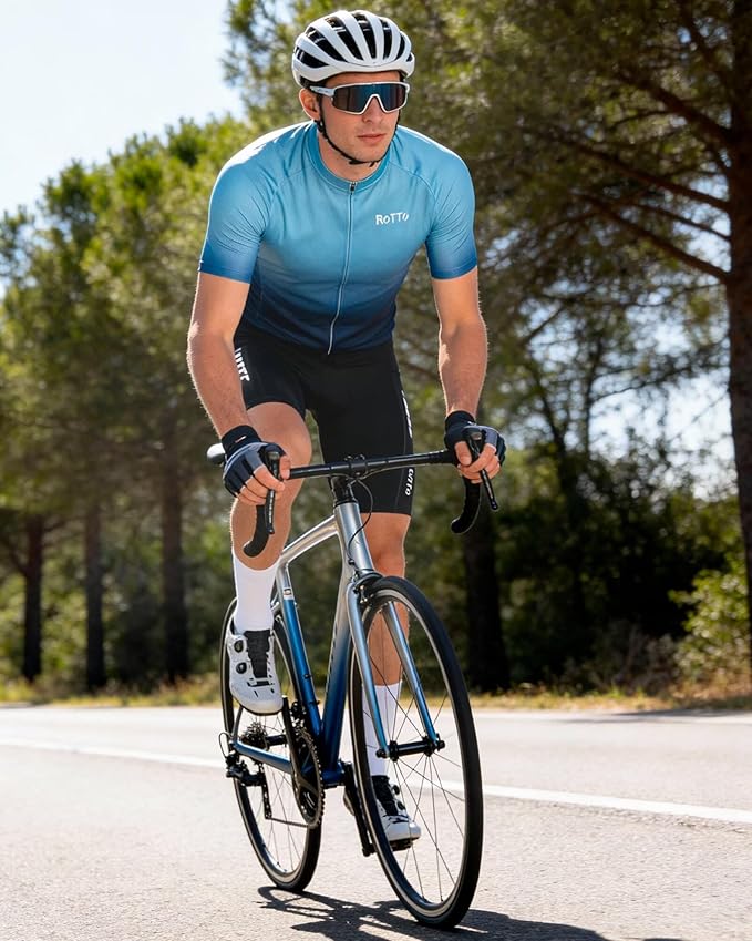 ROTTO Cycling Jersey Mens Bike Shirt Short Sleeve Gradient Color Series