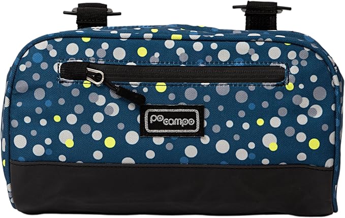 Po Campo Domino Handlebar Bag - Large, Waterproof Bicycle Storage Baskets for Front Mount - Lightweight Bike Bags That Convert To Crossbody (Bubbly)