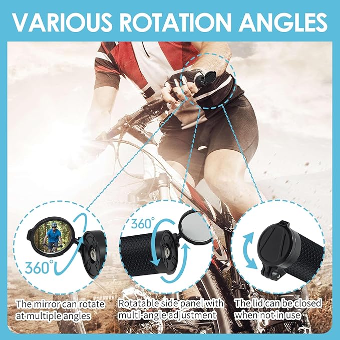 Bike Rear View Mirror for Handlebars, 2 Pack 1.18" Bike Handlebar Mounted Mirror with Allen Wrench - HD Wide View Convex Rearview Mirrors for Mountain Road Bikes