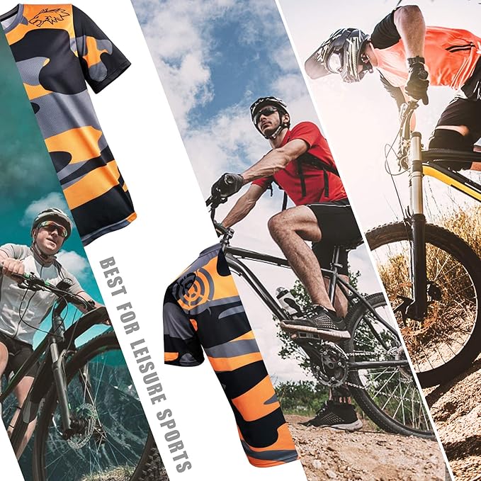 Wisdom Leaves Mens Mountain Bike Jersey Short Sleeve MTB Shirts Moisture-Wicking and Quick-Dry