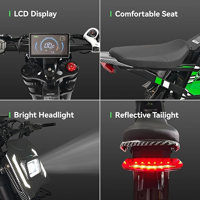 Electric Dirt Bike for Adults, 4000W Peak Motor 40MPH Electric Motorcycle, 48V 32Ah Removable Battery 75Miles Ebike, Fat Tires Off-Road E-Bike with Full Suspension, Hydraulic Brakes