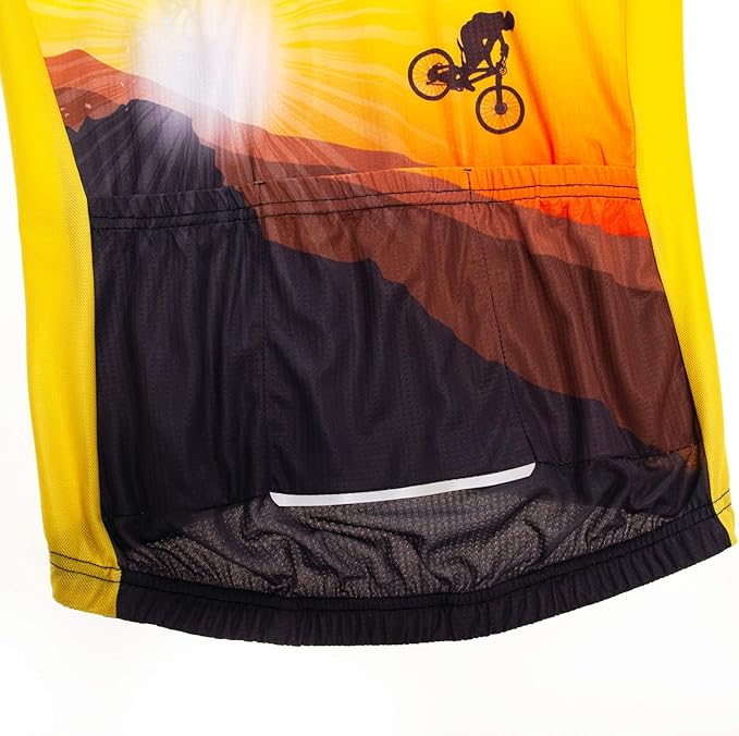 Men Cycling Jersey Skull Bike Short Sleeve Tops Quick-Dry Reflective 3-Pockets S-3XL