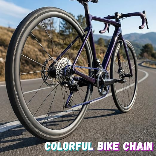 Rainbow 8 Speed Bike Chain, 1/2" x 3/32" 116 Links for Road Bike Mountain Bike (8 Speed Chain)