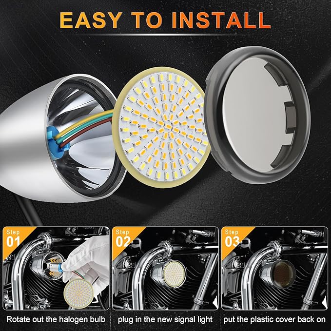 LivTee Extremely Bright Front Turn Signals & Running Switchback LED Lights Panel with 1157 Base Compatible for Harley Dyna Street Glide Road King, White/Amber
