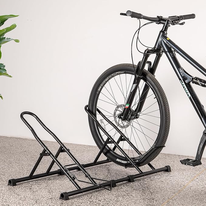 cyclists Indoor Bike Floor Stand - Bike Rack Floor Parking for Garage/Home - Bike Storage Bicycle Parking Rack Fit 20”-29” Mountain Road Bikes (For 2 Bikes)