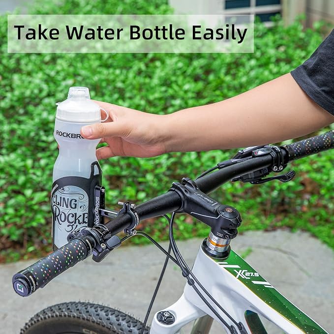 ROCKBROS Bike Cup Holder,2-in-1 Bicycle Bottle Bracket Aluminum Alloy Water Bottle Cages,Universal Rotation Cup Drink Holders for Bike Handlebars,Motorcycle,MTB,Boat,Walker,Wheelchair,Stroller，Black