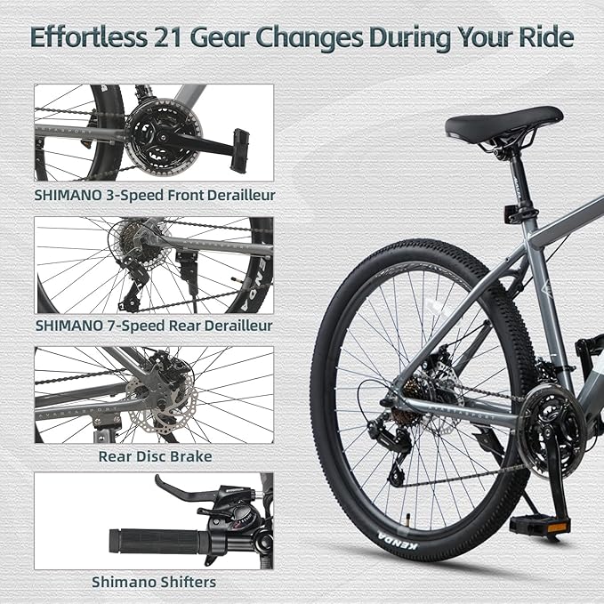 AVASTA Earth 26 27.5 inch Mountain Bike with 21-Speed, Aluminum Frame, Dual Disc Brake, Comfortable Saddle, Multiple Colors
