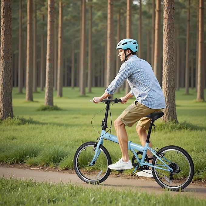 20 inch Folding Bike, Foldable Bicycle for Adults with 7 Speed Derailleur, Lightweight Collapsible Bicycle for City Commuting, Fold Up Bike Men Women Teenagers
