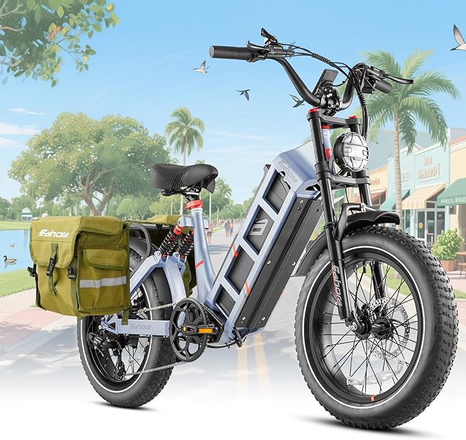 eAhora Juliet Pro 2 Electric Bike for Adult, Dual Motor | 5200W/1200W | 43/31 Mph | 70Ah/60Ah 200 Miles Long Range | 20" Fat Tire | for Commute | Delivery | Women