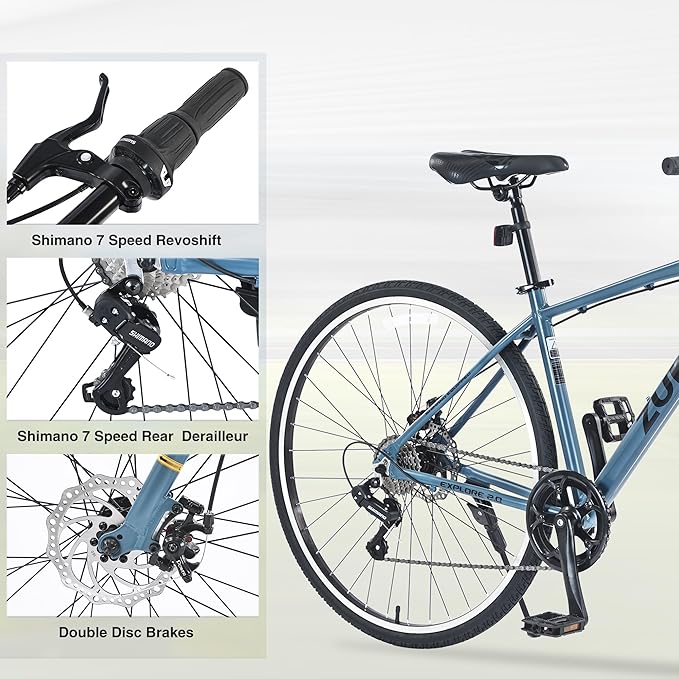 Adult Hybrid Bike 24 Speed Hybrid Bike Disc Brake 700C Road Bike, Aluminium Alloy Frame,Disc Brake,Racing Bicycle,Commuter Bike,for Men Women's City Bicycle