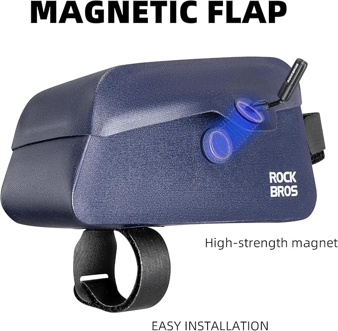 ROCKBROS Bike Frame Bag with Magnetic Flap Top Tube Bike Bag Waterproof Bike Packing Cycling Tools Storage Bag for MTB Road Bike