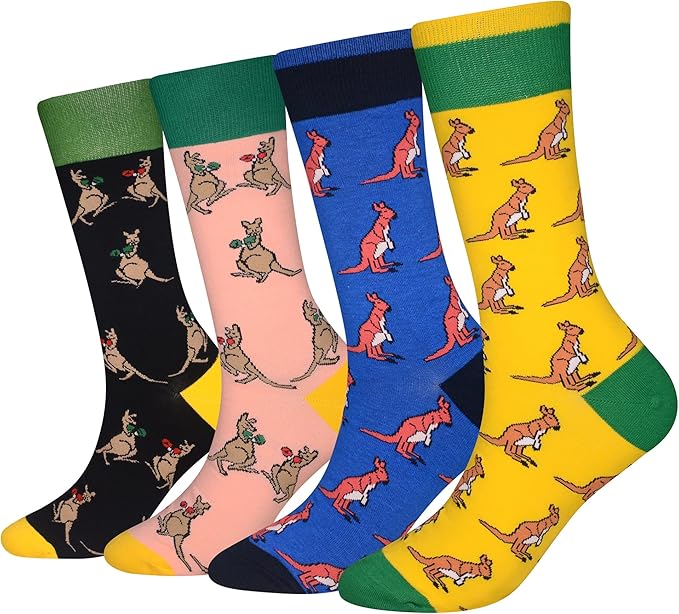 Cansok Men's 2/4 Packs Fun Crazy Novelty Dress Crew Socks