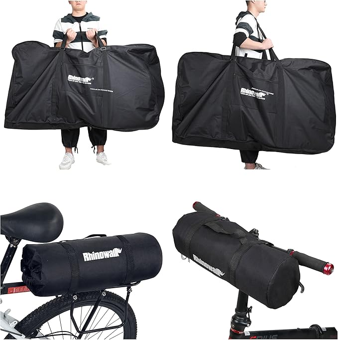 Rhinowalk Bike Transport Bag for 26 Inch Wheel Size Mountain Road Bikes - Waterproof Bicycle Travel Case Foldable Carrier Bag for Train Air Travel (Black)