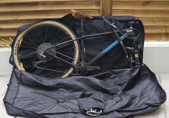 lamaki Bike Travel Bag XXL for Road & Gravel, MTB 26-29 inch - Only Remove the Front Wheel - Premium Metal Zippers, Heavy Duty Nylon 1680D - Bike Transport Bag - Ideal for Bikepacking