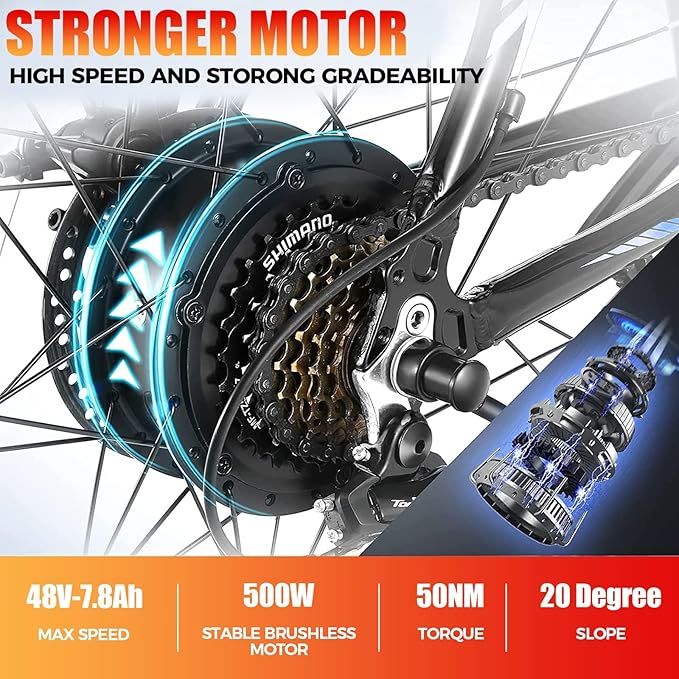 ANCHEER Electric Bike for Adults, [Peak 750W Motor] Electric Mountain Bike, 26" Sunshine Ebike, 55 Miles 20-22MPH Electric Bicycle with 48V/374Wh Battery, 7/21Speed, UL2849 Compliant