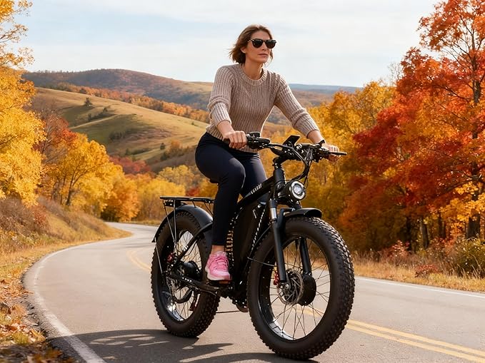 8000W Dual Motor Electric Bike for Adults 45MPH - Fast E-Bike with 52V 34Ah Battery Up to 105 Miles ,24"*4.0" Fat Tire E Bikes,Full Suspension Electric Bicycle for Snow Mountain Off-Road Commuter