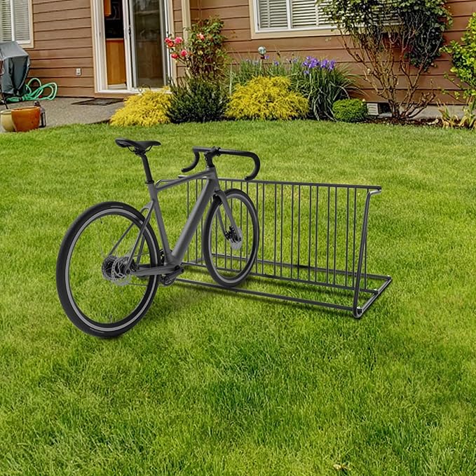 11 Slots Floor Bike Rack Stand, Dual Sided Bicycle Storage Stand with Multiple Adaptive Parking Slots and Complete Accessories, Commercial Tactile-Safe Floor Bike Rack Stand (Black)