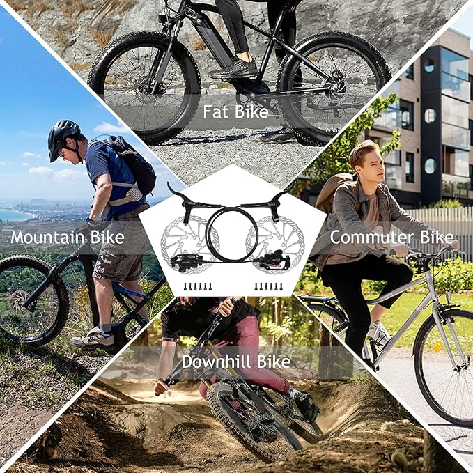 BUCKLOS Mountain Bike Disc Brake kit, MTB Mechanical Line Pulling Disc Brakes Caliper with Aluminum Alloy Levers /160mm Rotor,/is/PM Universal Adapter for Ebike/Folding Bike/Scooter/Fat Bike