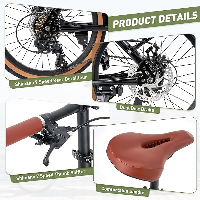 Folding Tandem Bike for Adults,20" Folding Bike Dual Drive Tandem Bicycle,Foldable with Rolling Stand for Easy Transport