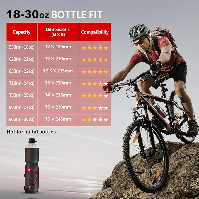 Bike Water Bottle Holder Bicycle Cage for Mountain Road MTB Gravel Adult Bikes Cycling Universal Carrier Rack 2 Pack Aluminum Alloy Ultralight Kettle Drink Accessories Red Black