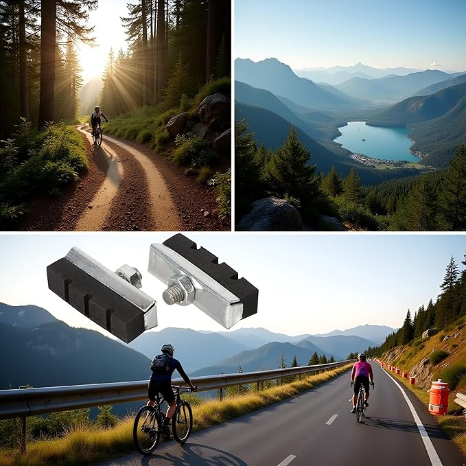 2 Pcs Bike V Brake Pads Rubber Shoes Black Blocks MTB Road Bike Accessories, Bike Accessories Set, Bike Accessories Bag for Men Women, Brake Parts