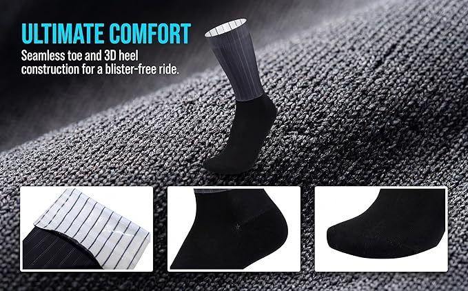 Cycling Socks for Men & Women - 3D Arch Support Compression Bike Socks | Moisture Wicking & Breathable