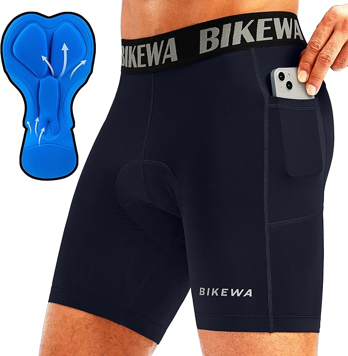 Men's 4D Padded Bike Shorts Cycling Underwear Biking Bicycle Padding Shorts for Men Side Pockets