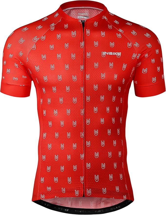 INBIKE Mens Cycling Jersey 3 Rear Pockets Moisture Wicking Short Sleeve Quick Dry Reflective Biking Shirts