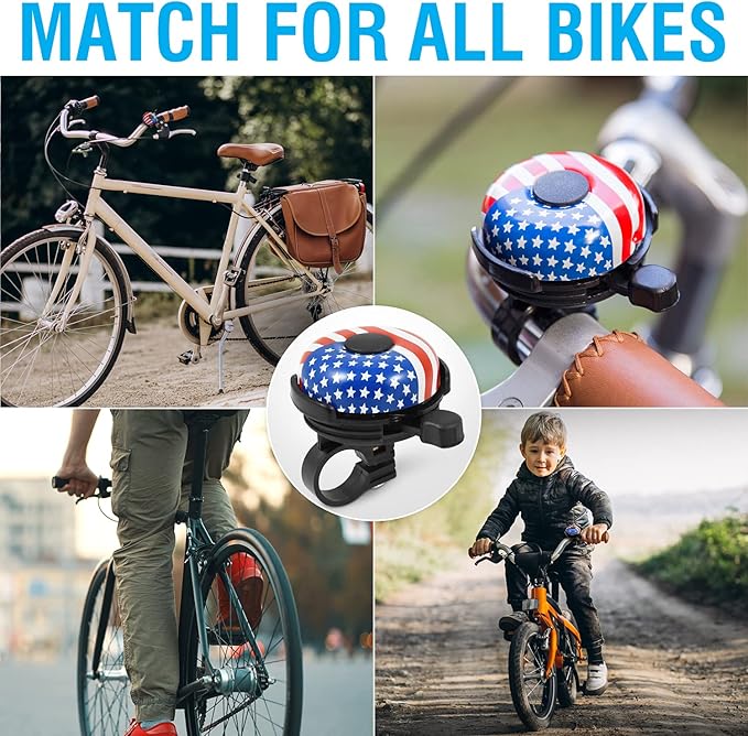 MARQUE Bike Bell for Adults & Kids – Nice, Loud, Crisp Ding Sound Bicycle Bell – Must Have Bicycle Accessories for Mountain MTB, Beach Cruisers, Commuter, Kids Bike – Easy to Install on Handlebar