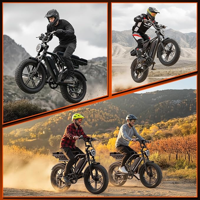 TST Electric Bike for Adults 1500W Peak 20" Fat Tire All-Terrain E-Bike 60/130 Miles 28 MPH Electric Dirt Bike - 48V 15/30 AH Battery Tested to UL 2849 Powered Electric Bicycle