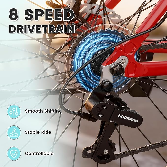 NAIZEA 700C Hybrid Bike for Adults, Aluminum Frame Step-Over Bicycle, 8-Speed Vintage Retro Road Bike for Men and Women, City Commuter Cycling, Multiple Colors