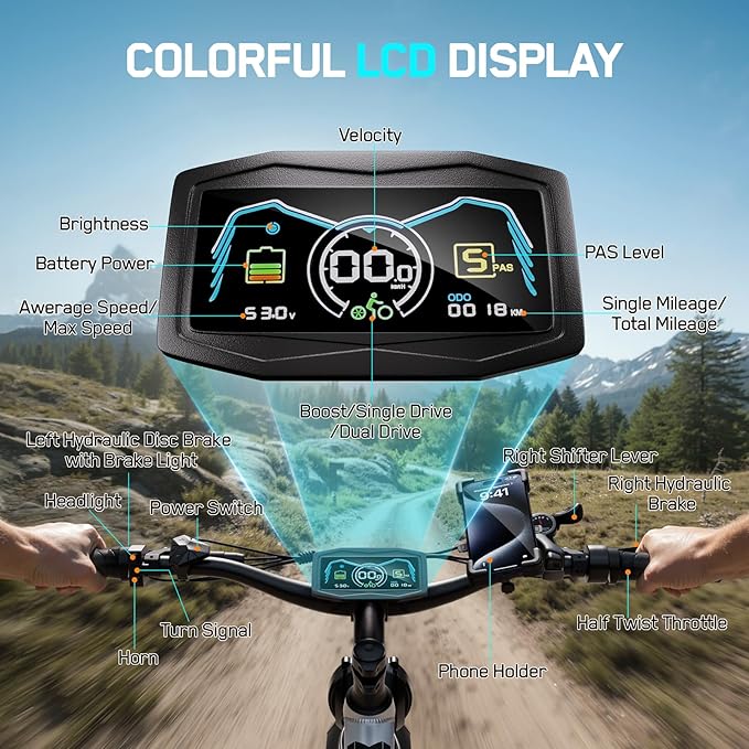 6000W Electric Bike for Adults, 45MPH Dual Motor Ebike, 60V 1200WH E Bike, 100 Miles Bicycle, Full Suspension, Dual Hydraulic Disc Brake Ebike, Charge Voltage 67.2V, Brake/Turn Signal