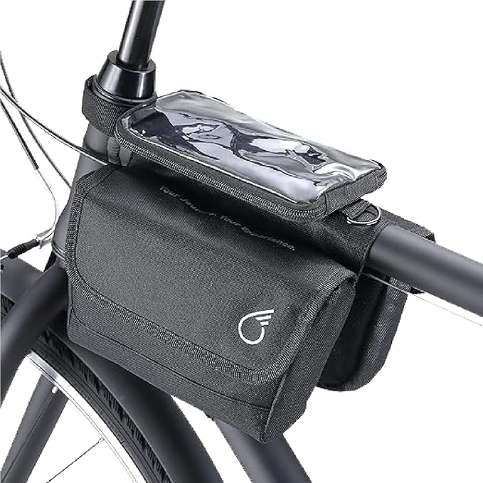 sixthreezero Frame Mount Bike Bag, Waterproof Universal Bicycle Pouch, Double Sided Cargo Storage Bags for Top Tube with Phone Holder