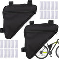 2Pcs Bike Frame Bag with 20Pcs Reflective Stickers, Triangle Small Bicycle Storage Pack Cycling for Road Mountain