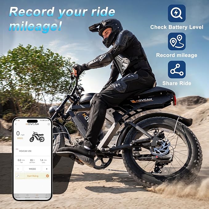 MOVCAN V30 Series Electric Bike for Adults, 3000W/1500W/1000W Motor, 20" Fat Tire Ebike, 37.5MPH/32MPH/28MPH, 120/70Miles, 48V 40Ah/31.2/15.6Ah Dual Battery Motorcycle Ebike for Commuting/Off-roading