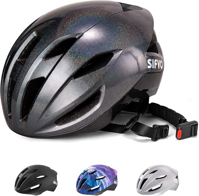 Adult Bike Helmet, SIFVO Road Bike Helmet Adjustable 55-58cm, Magnetic Buckle Lightweight Cycle Helmet for Men and Women Commuting Cycling Scooter Helmet