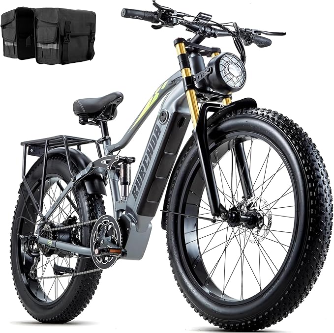 2026 Upgraded Dual Motors AWD Electric Bike for Adults 5000w/3000W/1500W Motor Dirt Ebike 40MPH/30MPH 52V/48V 30Ah/20Ah Battery Up to 90 Miles Long Range 26" Fat Tire Bicycle for Commute Mountains