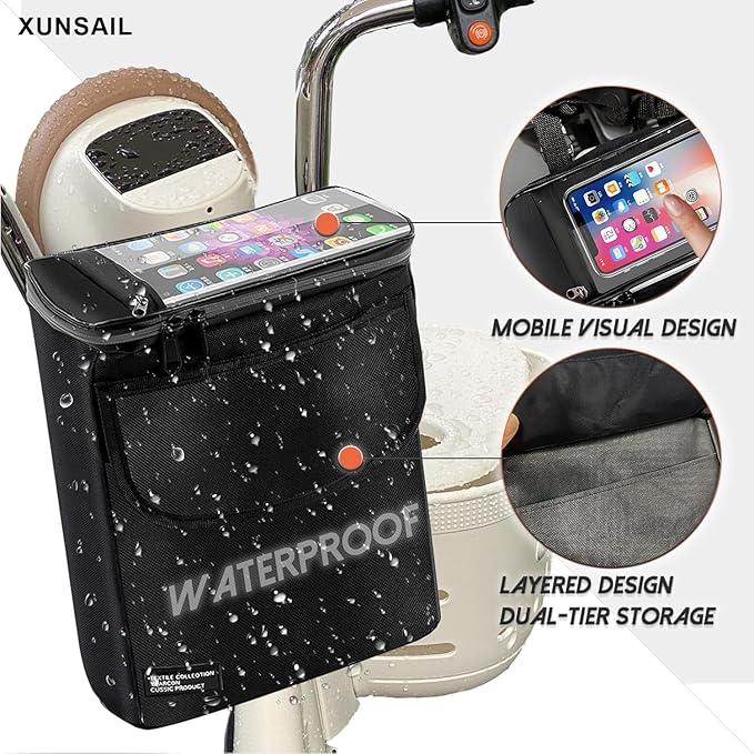 Bike Handlebar Bag Waterproof Scooter Storage Bag Electric Bike Storage Bag Scooter Handlebar Pouch
