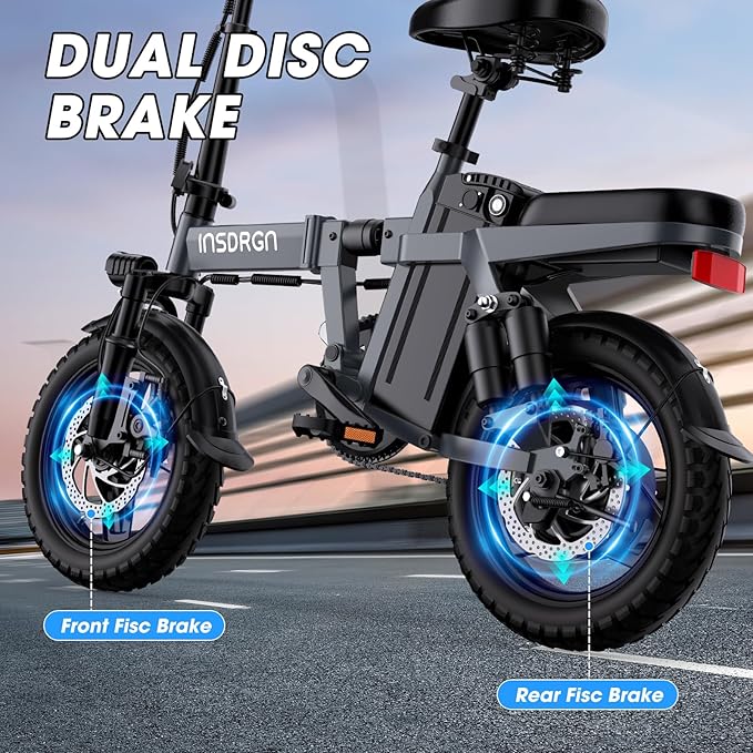 Electric Bike for Adults and Teens,14" Folding Adult E Bike with 650W Peak Motor,20MPH,28Miles Range,Advanced 9-Point Suspension & Dual Disc Brake,Removable Battery,UL 2849 Certified