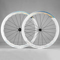 SUPERTEAM 50CU-28-CC Carbon Disc Brake Wheelset Road Bike 700c Tubeless Wheels White Painting