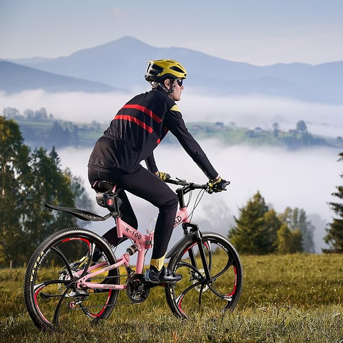 26" Foldable MTB – 21-Speed Full Suspension, High-Carbon Steel Frame, Dual Disc Brakes & Quick-Release Tires – Adults & Teens (Multiple Colors)