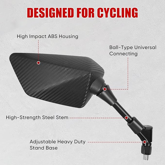 ATV Mirror, Multi-angle Side Rearview Mirrors for Bike Motorcycle ATV Scooter Cruiser with 8mm 10mm Bolt, 7/8" Handle Bar Mount Clamp Compatible with Suzuki Yamaha Honda Kawasaki Victory and More