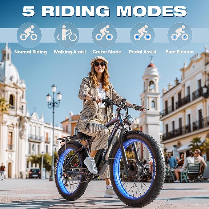Ebike for Adults Electric, 52V 19.2Ah/32Ah, Peak 2000W/2500W E-Bike, 36/40MPH, 70 Miles/100Miles, Hydraulic Disc Brake, Off Road Snow Mountain E-Bike, 24"/26" Fat Tire Electric Bicycle UL2849 by SGS