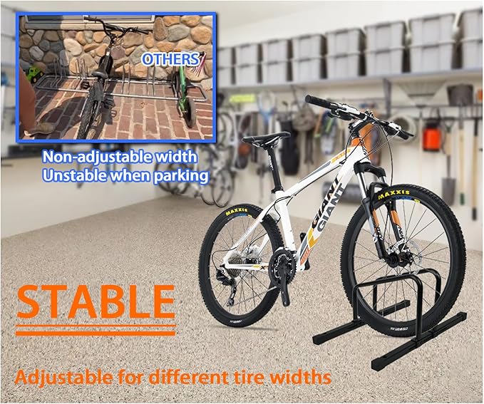 YYDS Adjustable Bike Stand - Floor Mounted, Indoor/Outdoor Use, Fits 20"-29" MTB & Road Bikes, Compact Storage